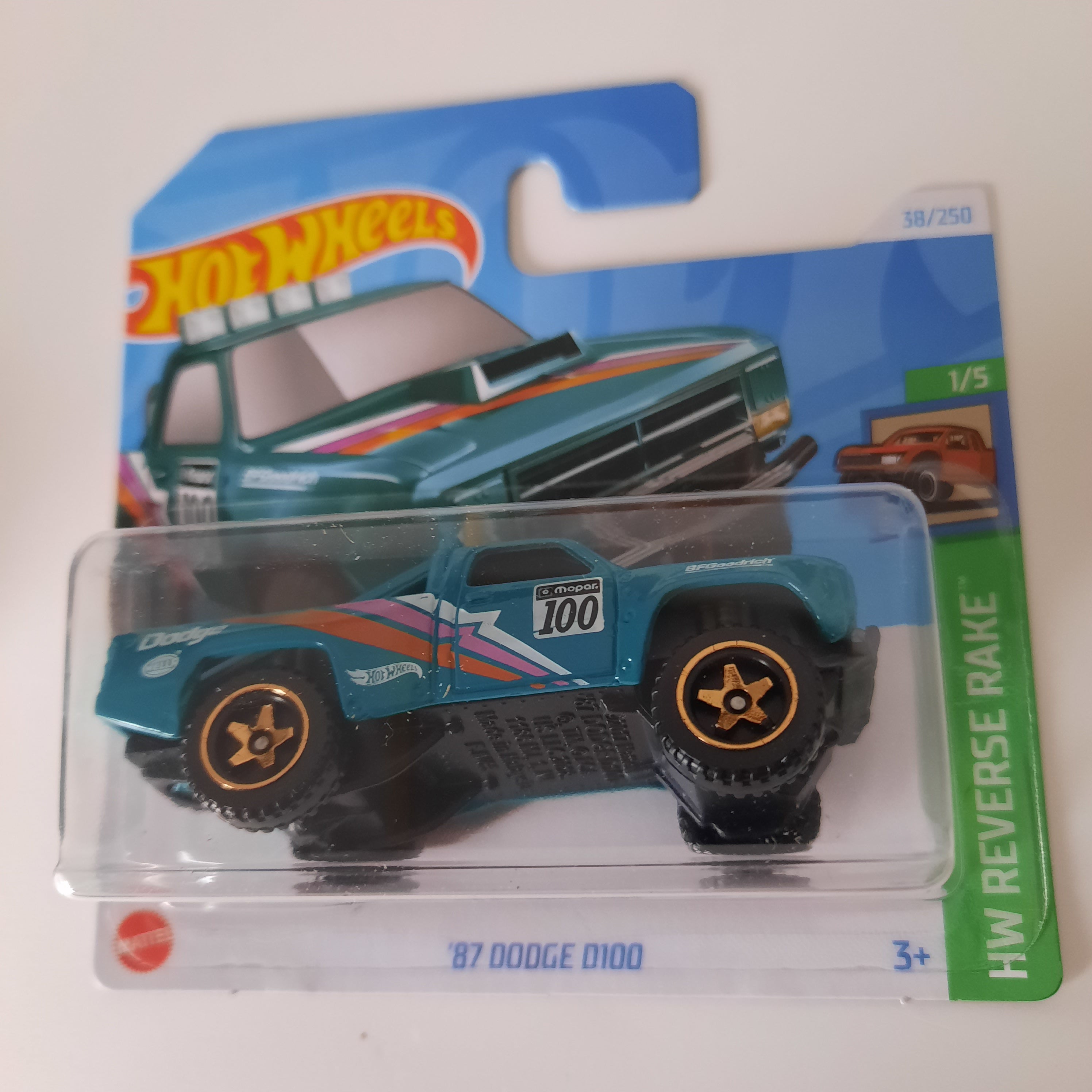 38/250 '87 Dodge D100 HW Reverse Rake 1/5 Hot Wheels 2024