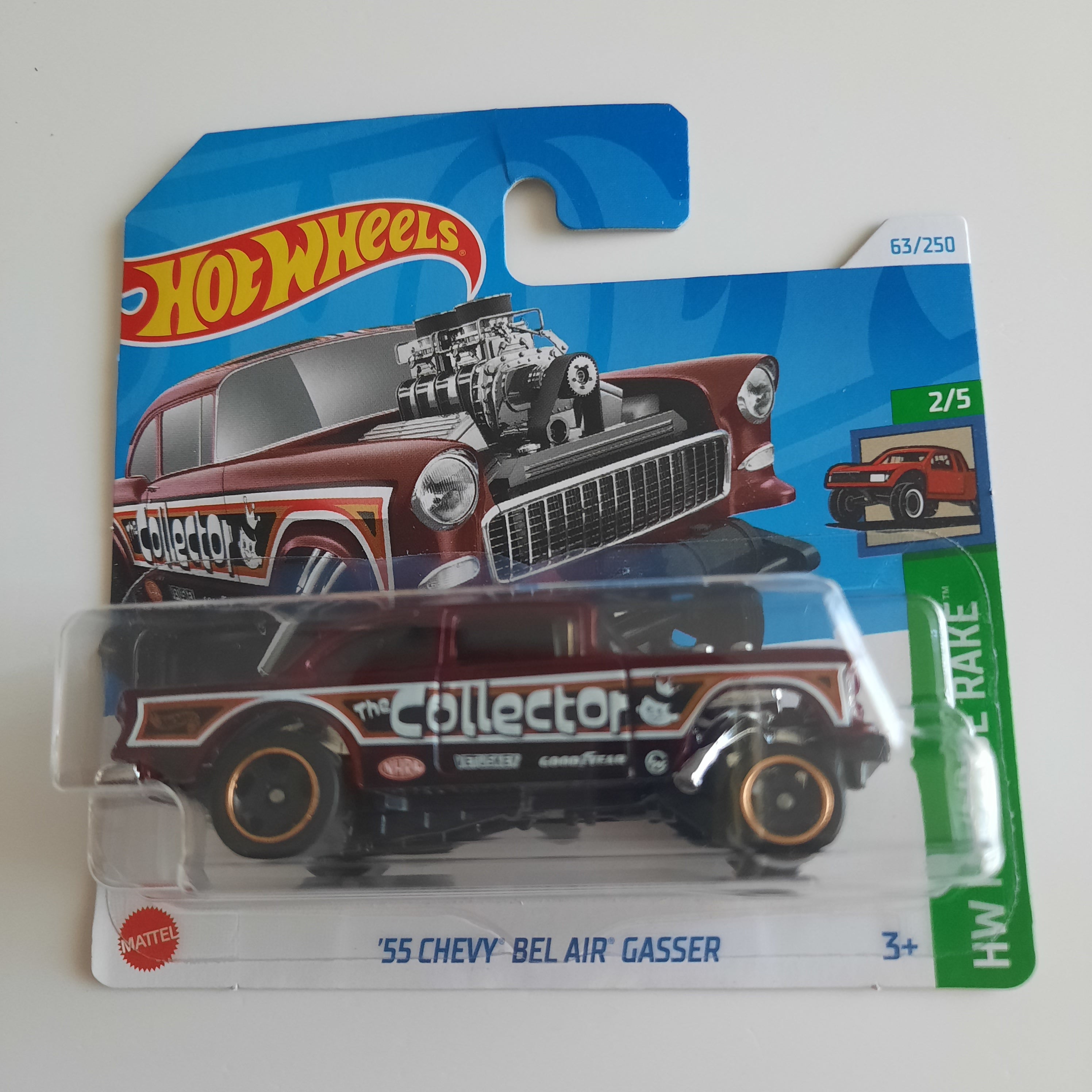 63/250 '55 Chevy Bel Air Gasser HW Reverse Rake 2/5 Hot Wheels 2024