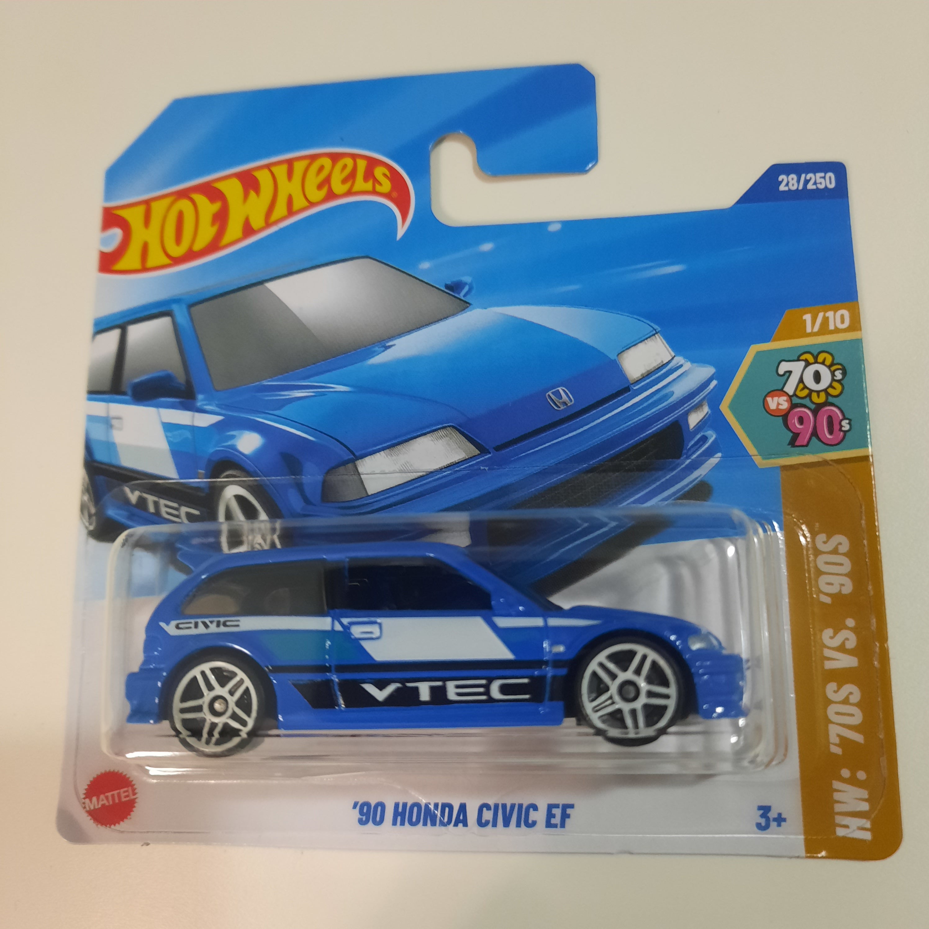28/250 '90 Honda Civic EF HW: '70s vs '90s 1/10 Hot Wheels 2025